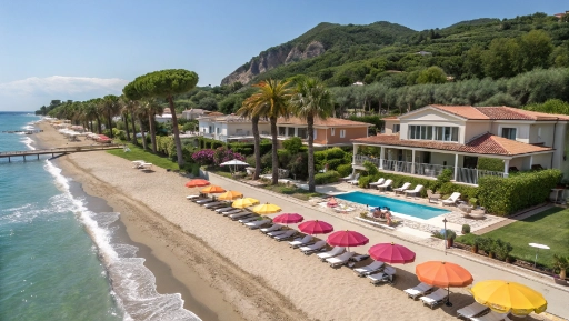 Stunning panoramic view from Monte Sant'Angelo overlooking Terracina bay and Pontine Islands